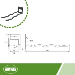 Hak garażowy podwójny składany 775-330mm  czarny