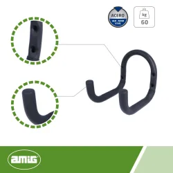 Hak garażowy podwójny 170x150mm czarny mod. 778