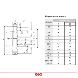 Zawias wkręcany TOP-20 z regulacją żółty ocynk AGB