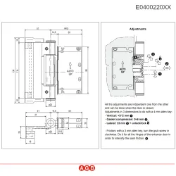 Zawias do drzwi wejściowych wpuszczany D20 z regulacją srebrny mod. R4-18