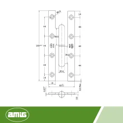 Zawias do drzwi 160x60mm stal żółty ocynk rozłączny PRAWY (pl) mod. 503