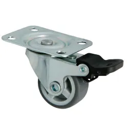 Kółko gumowe z hamulcem 30mm skrętne na płytce szare mod. 1309