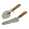 Zestaw do pizzy Łopatka i Nożyk stal nierdzewna + drewno
