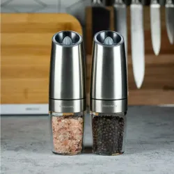 Młynek elektryczny - grawitacyjny do soli/pieprzu INOX 2szt.