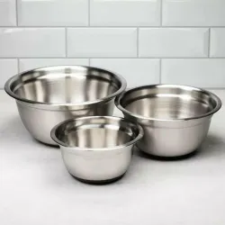 Miski ze stali nierdzewnej (INOX) 3 szt. z gumową podstawką