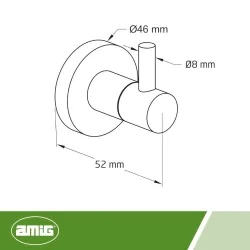 Wieszak łazienkowy pojedynczy 46mm czarny mod. GORLIZ-5