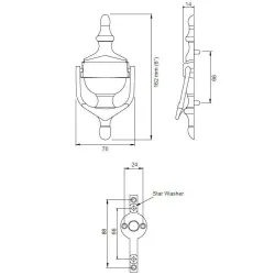 Kołatka Victorian ŚREDNIA 162x76mm chrom satyna