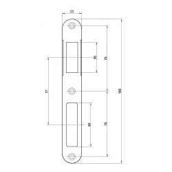 Zaczep zamka ALFA-BETA symetryczny 165x22 złoto antyczne