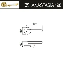 Klamka drzwiowa mosiężna z porcelanową rękojeścią biało złota mod. ANASTASIA 198/266
