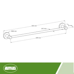Wieszak na ręczniki poziomy 655mm czarny mod. GORLIZ-2