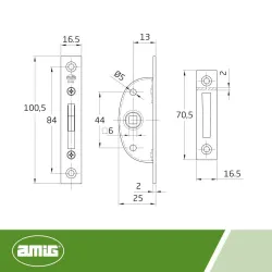 Zamek okienny 13mm mosiądzowany mod. 21