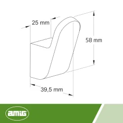 Wieszak łazienkowy pojedynczy 25x50mm czarny mod. OMA-8