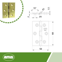 Zawias mosiężny lakierowany 60x50mm splatany mod. 1002 EAN