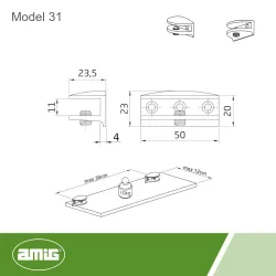 Podpórka półki szklanej 10mm chrom mod.31