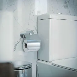 Uchwyt na papier toaletowy z klapką  141mm mod. EA-4 inox (D) przyklejany