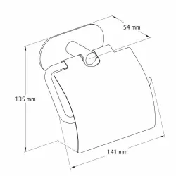 Uchwyt na papier toaletowy z klapką czarny przyklejany 141mm mod. EA-4