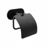 Uchwyt na papier toaletowy z klapką czarny przyklejany 141mm mod. EA-4