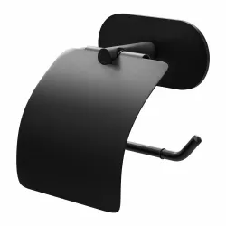 Uchwyt na papier toaletowy z klapką czarny przyklejany 141mm mod. EA-4