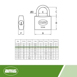 Kłódka zatrzaskowa 25mm mosiężna matowa mod.1