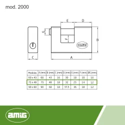 Kłódka mosiężna 70x55mm mod.2000
