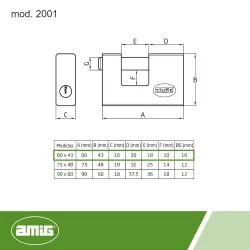 Kłódka mosiężna 60x45mm mod.2001