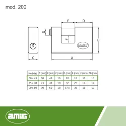 Kłódka 60x45mm mosiężna matowa mod.200