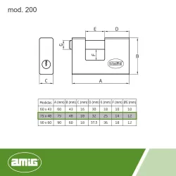 Kłódka 200-70x55 mosiężna matowa