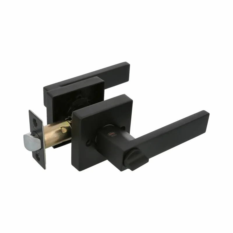 Klamka z zamkiem i pokrętłem czarna mod. 737 łazienkowa