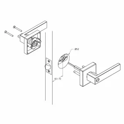 Klamka z zamkiem i pokrętłem czarna mod. 737 łazienkowa