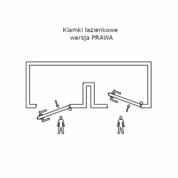 Klamka z zamkiem 712R Prawa chrom mat do łazienki