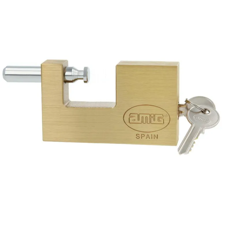 Kłódka trzpieniowa 90x65mm mosiężna matowa mod.200