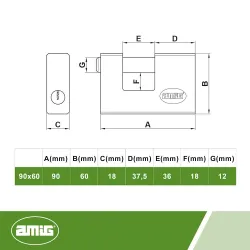 Kłódka trzpieniowa 90x65mm mosiężna matowa mod.200