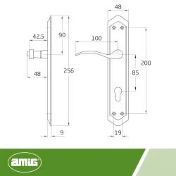 Klamka na wkładkę 85mm mosiężna chrom mat mod. Beta PB85 AMIG