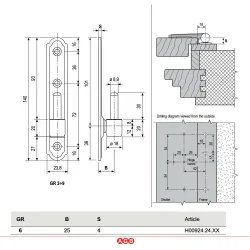 Czop zawiasu sreb. mat. 24x24 AGB