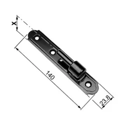 Trzpień zawiasu czarny odsadzenie 25mm 140x24mm fi. 9mm AGB