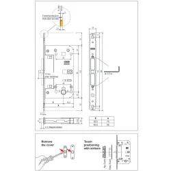 Zamek magnetyczny do drzwi ukrytych łazienkowy 60 czarny mod. TOUCH z językiem