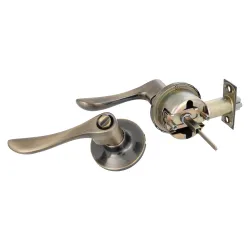 Klamka z zamkiem klucz + pokrętło Prawa złoto antyczne wejściowa mod. 700 DIS