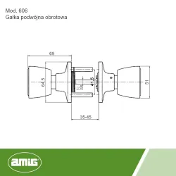 Gałka obrotowa podwójna chrom połysk do pokoju mod.606 OUTLET