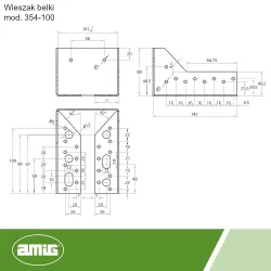 Wspornik wieszak belki 100mm żółty ocynk 141x80mm mod. 354