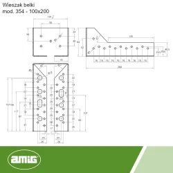 Wspornik wieszak belki 100mm żółty ocynk 200x80mm mod. 354