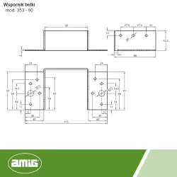 Wspornik wieszak belki 90mm czarny 88x42mm mod. 353