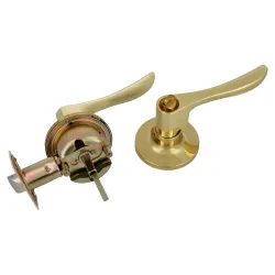 Klamka z zamkiem klucz + pokrętło mosiądzowana Lewa wejściowa mod.700