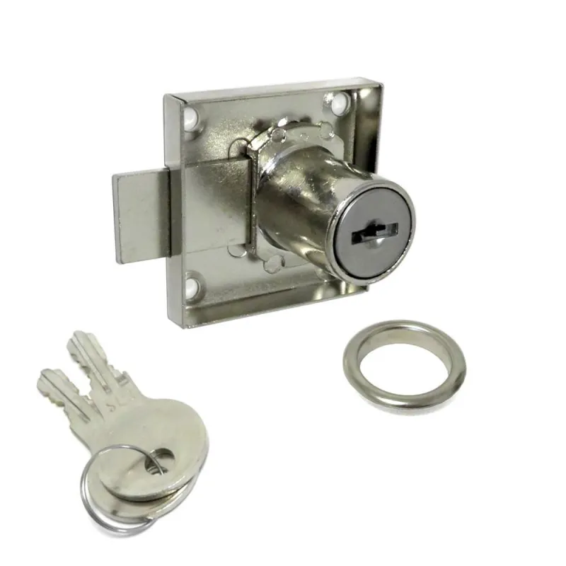 Zamek meblowy fi.19mm niklowany mod. 1A1 KA EAN na jeden wzór klucza