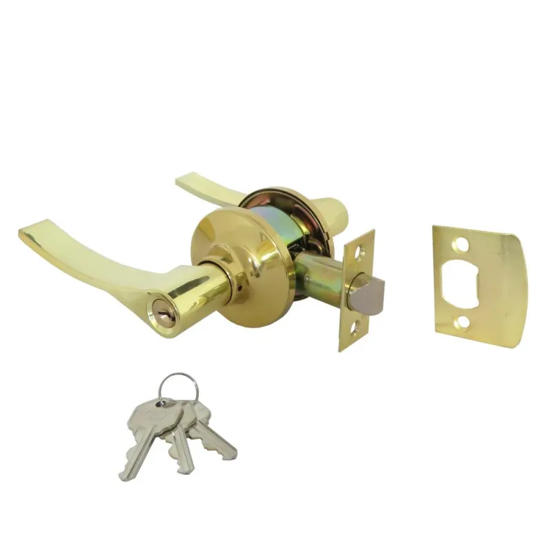 Klamka z zamkiem klucz + pokrętło mosiądzowana Lewa wejściowa mod. 710