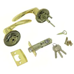 Klamka z zamkiem klucz+pokrętło mosiądzowana Prawa mod.720