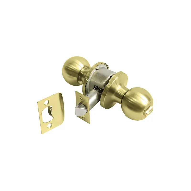 Gałka z zamkiem do łazienki mod.612 mosiądz satyna