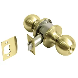 Gałka z zamkiem do łazienki mod.612 mosiądz satyna