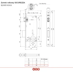 Zamek rolkowy na wkładkę 60mm F22 niklowany SICUREZZA
