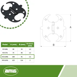 Zawias czarny ozdobny rustykalny 100x91x1,5mm czarny mod. 553 DIS