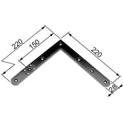 Narożnik 220x220mm srebrny 150mm górny lewy / dolny prawy